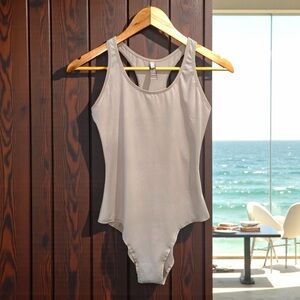 SKIMS Swim NWOT Taupe Racerback One-Piece High Leg Swimsuit Size XL